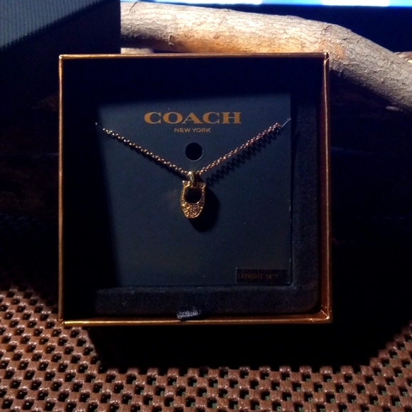 COACH Horseshoe Pave Signature Logo Necklace Silver And Gold Tones - Picture 2 of 2